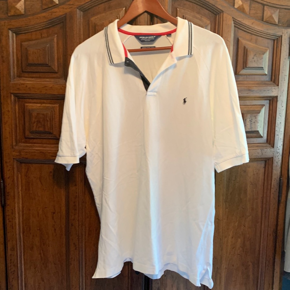 Polo Ralph Lauren Mens Polo Golf Shirt XL white Collared Athletic Fit